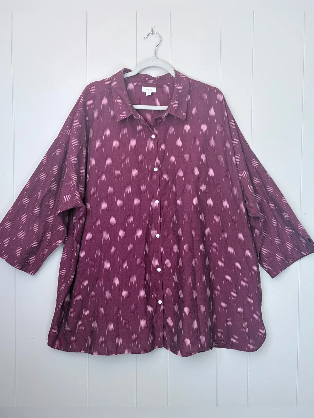 PureJill Relaxed Button Down Shirt Fuschia Purple 100% Cotton Cover Up 3X - Picture 1 of 8
